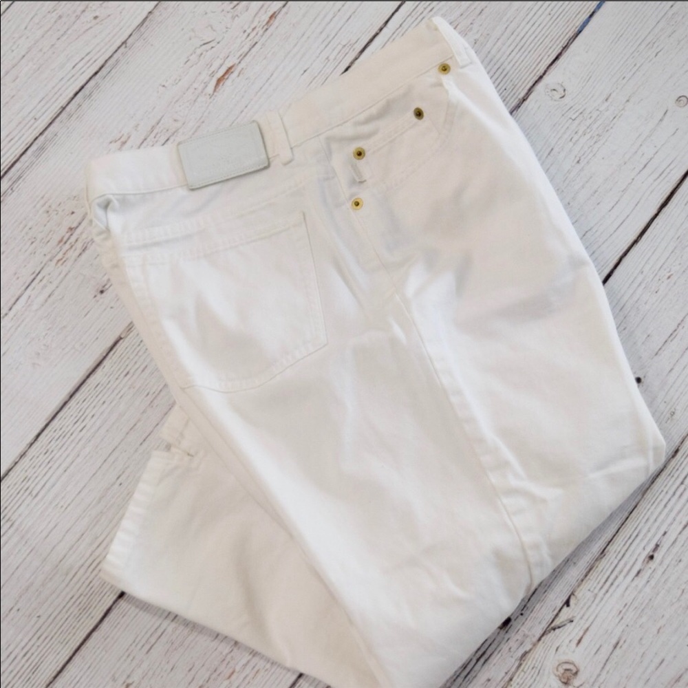 Lauren Jeans Co Ralph Lauren White Denim Crop Twill Khaki Pants Relaxed 90's M43